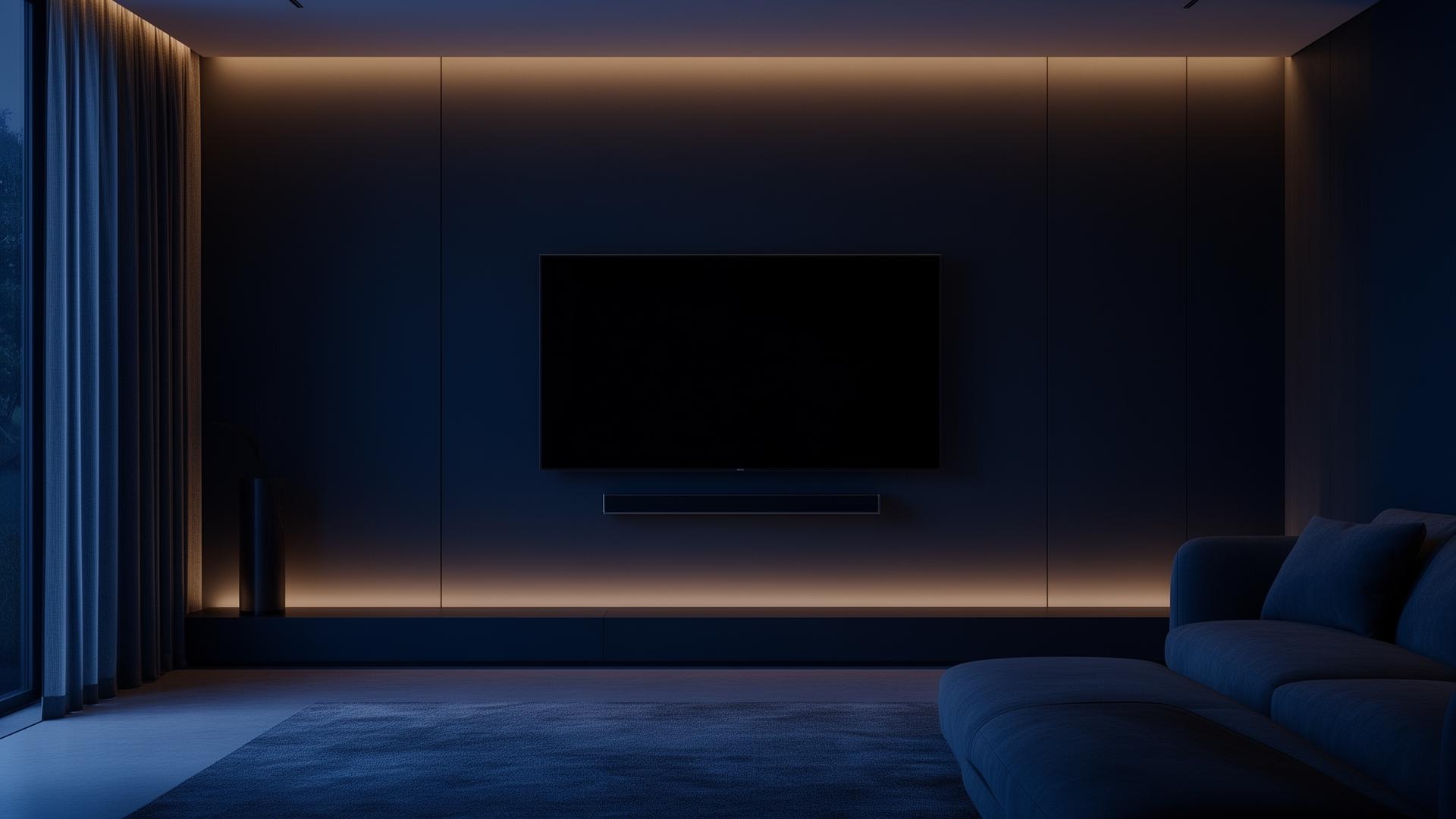 Televisão moderna num ambiente premium